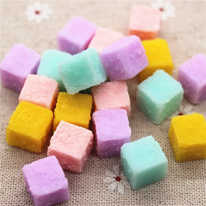 cube sugar candy 10PCS 12mm Resin Flatback Cabochon Miniature Food Art Supply Decoration Charm | Дом и сад