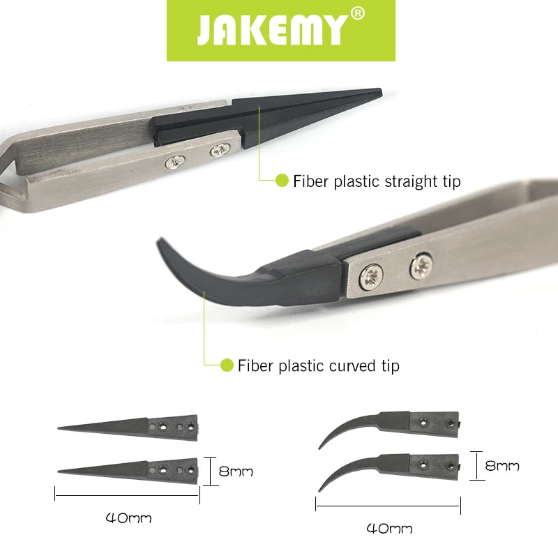 Jakemy TC-T10-12 Пинцет из нержавеющей стали пластиковые плоскогубцы высокоточные
