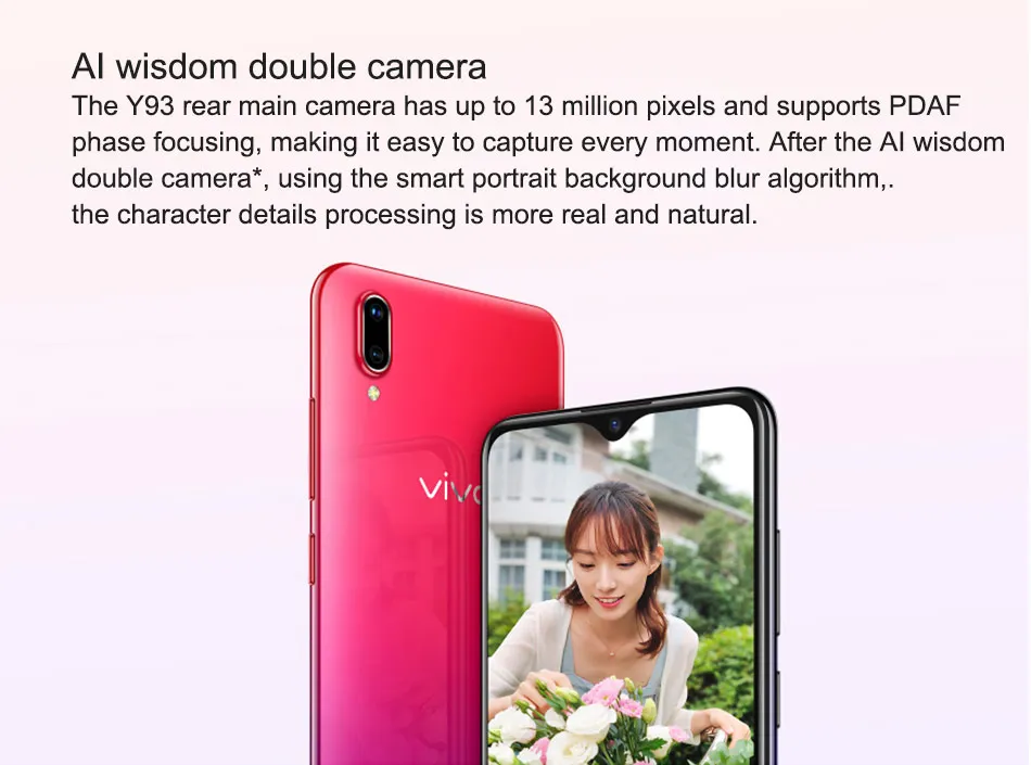 VIVO Y93, мобильный телефон, 3/4G Оперативная память 64G Встроенная память Octa core 6,2 ''Full Экран спереди 8.0MP сзади 13MP Камера 4030 мА/ч, сотовый телефон