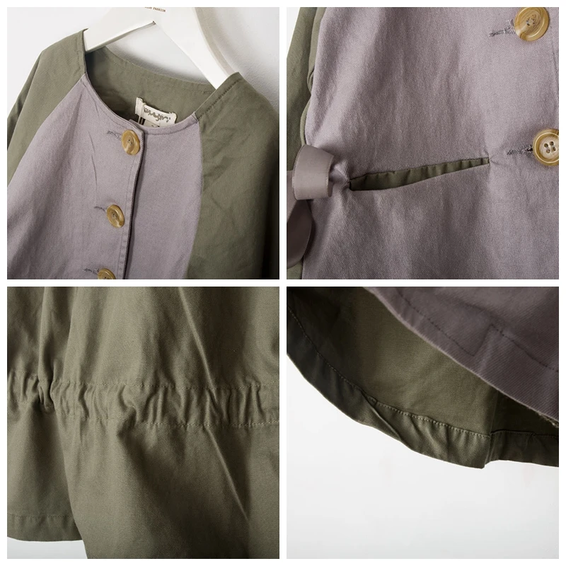 Куртка в стиле милитари осенняя и зимняя зеленая хлопковая однослойная ветровка