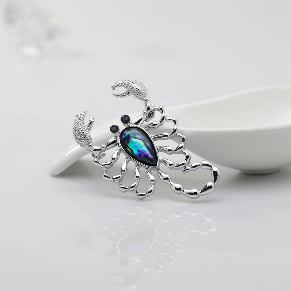Ajojewel Blue Sea Shell Bijoux брошь скорпиона булавка для костюма ювелирные изделия