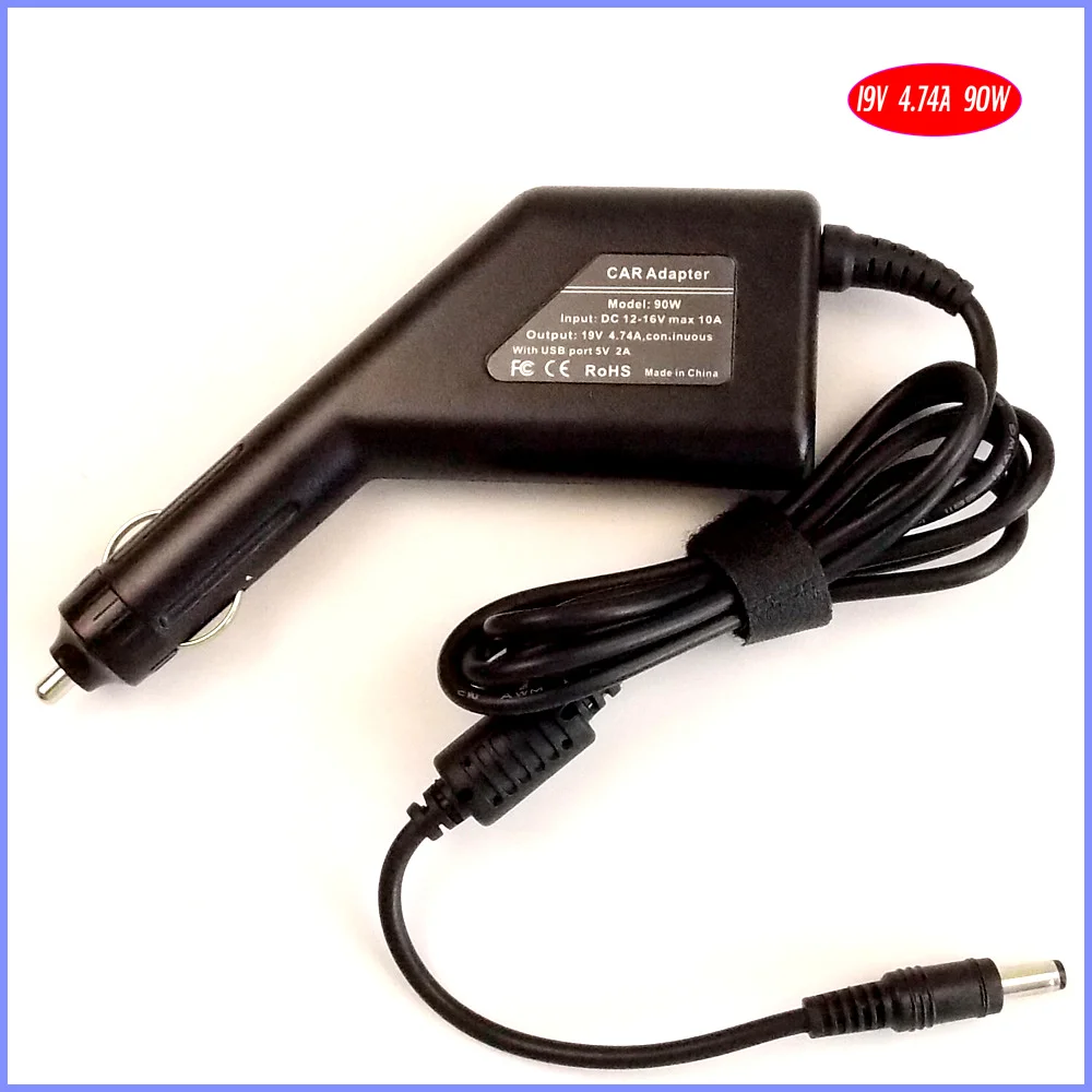 19V 4.74A 90W ноутбук автомобильный DC адаптер зарядное устройство + USB (5V 2A) для Lenovo Y510 Y530