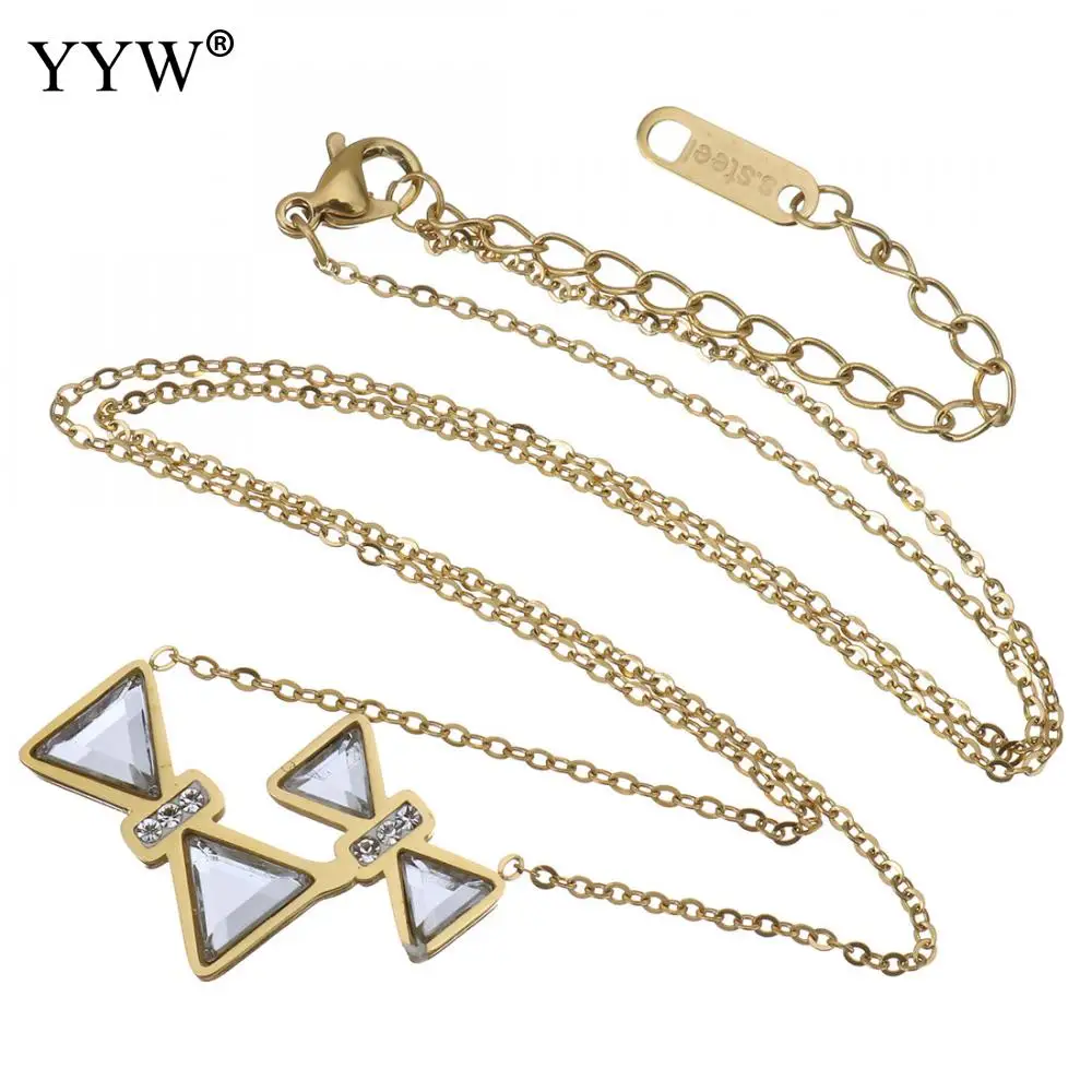 Necklace with pendant fashion crystal women female chain necklace New arrival trendy 15 inch 2 Inch extender Bowknot | Украшения и