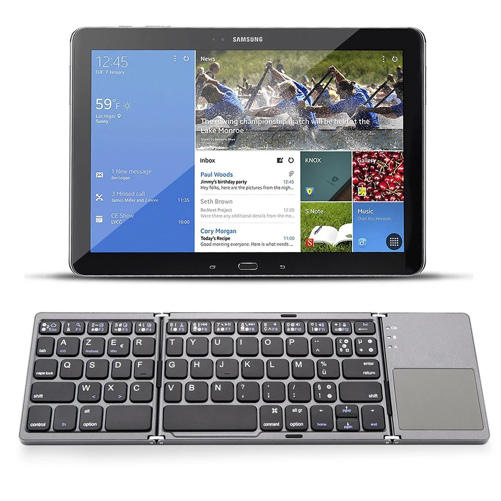 Zienstar AZERTY французский Tri Складная Беспроводная bluetooth клавиатура с Ttouchpad для Ipad Iphone