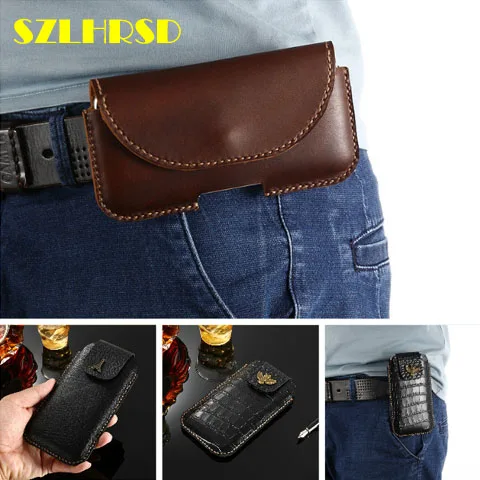 

SZLHRSD for ASUS ZenFone Max M1 ZB555KL Handmade Case Genuine Leather Holster Belt Clip Phone Cover Waist Bag