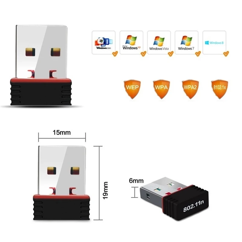 Мини ПК WiFi адаптер 150 м Wi Fi антенна с USB беспроводной компьютерной сетевой картой