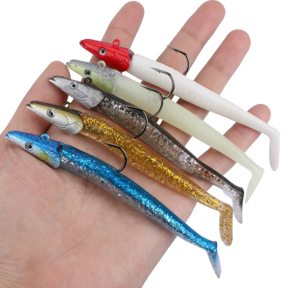 

Goture 5pcs 11cm 22g Soft Fishing Lure Bass Fishing Lure Lead Hard Jig Fish Head Artificial Bait PVC Body Lures Swimbait