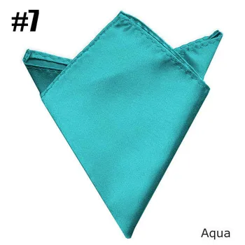 Good quality Gentlenmen Solid Pocket Squares Cheap Fashion Satin Handkerchief (Aqua)