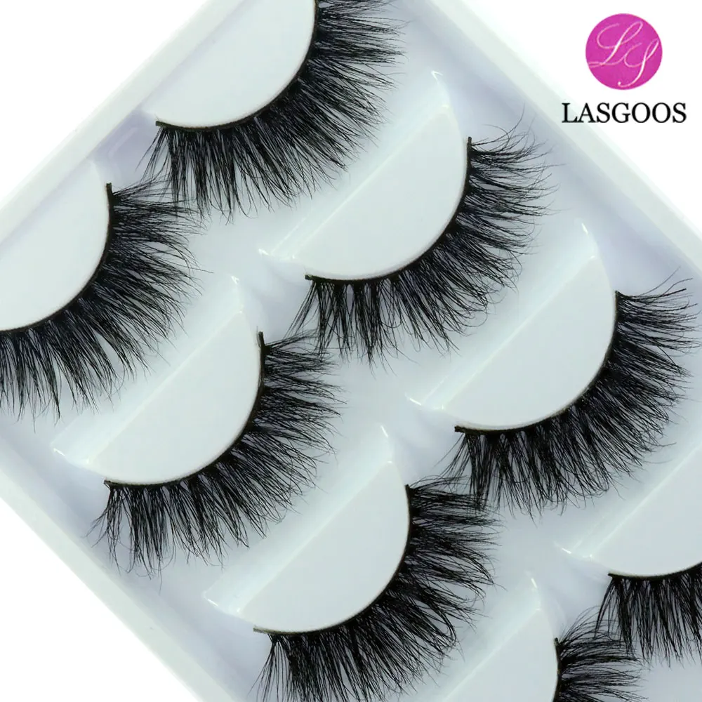 LASGOOS 10 пар 100% настоящие норковые сибирские грязные натуральные крестовые 3D