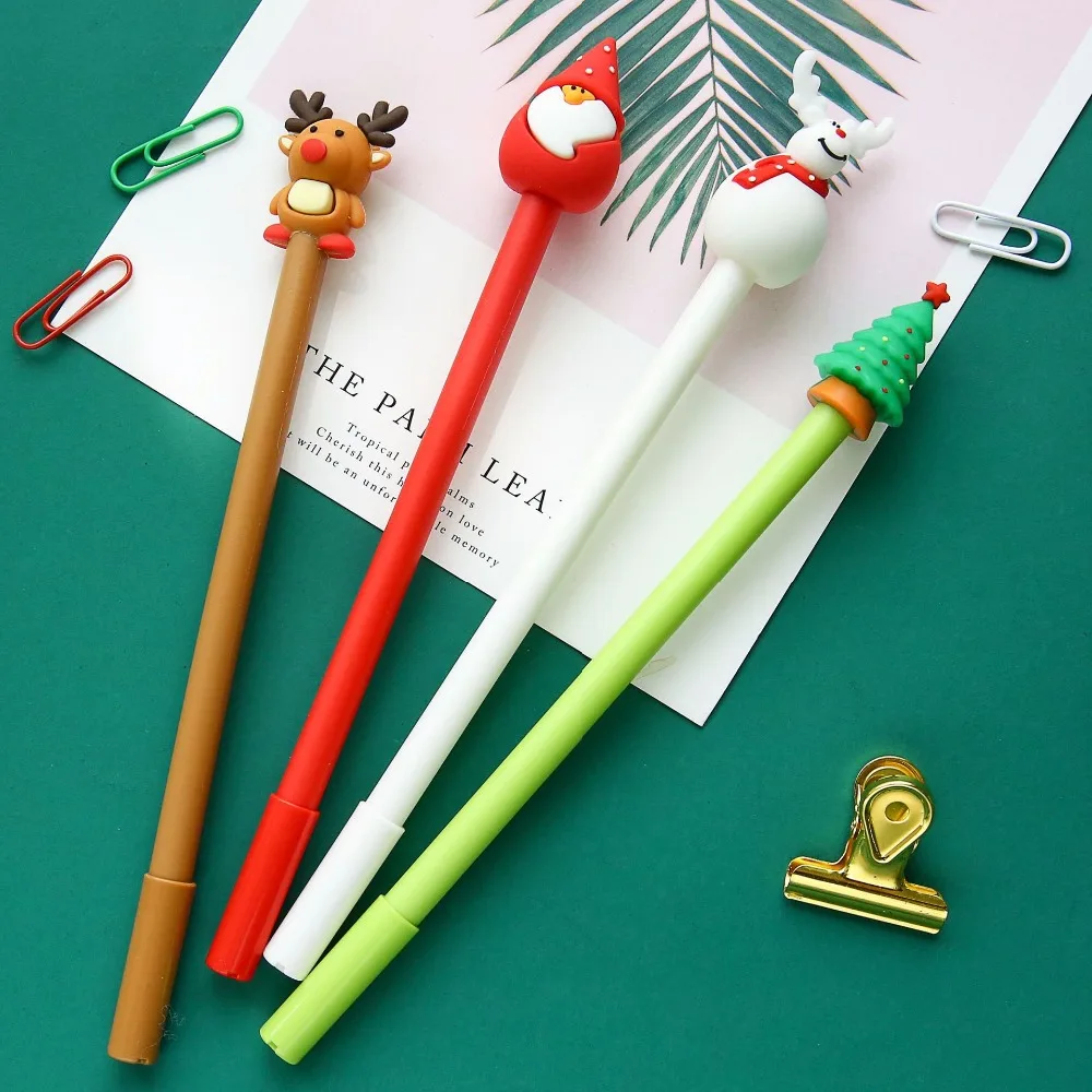 

24 pcs/Lot Happy New year Christmas gift gel pen 0.5mm ballpoint Black color pens Office item School supplies Stationery EB042
