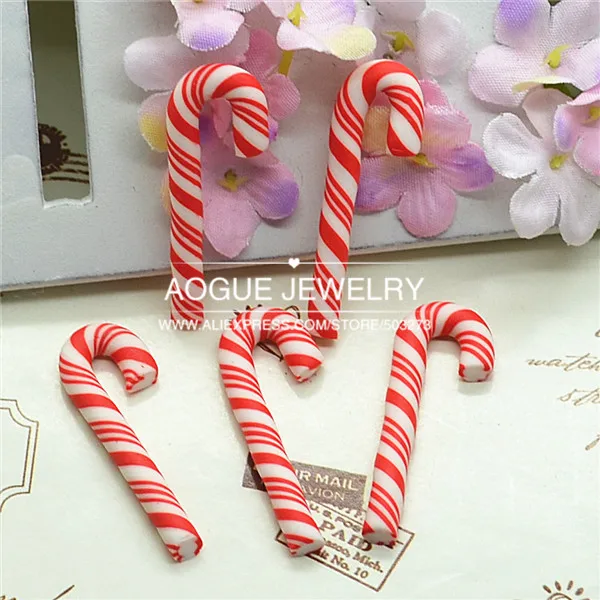 10*29 мм 20 шт./лот глина рождественские конфеты тростник | Полимерная кабошоны для