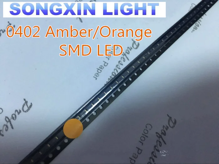 100 шт. SMD SMT 0402 ультра яркий оранжевый/янтарный светодиодный светильник|smd smt|ultra