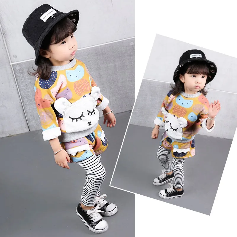 COOTELILI/комплект осенней одежды для маленьких девочек из 2 предметов, пуловер, свитер+ штаны, леггинсы комплект детской одежды для девочек, 80-120 см