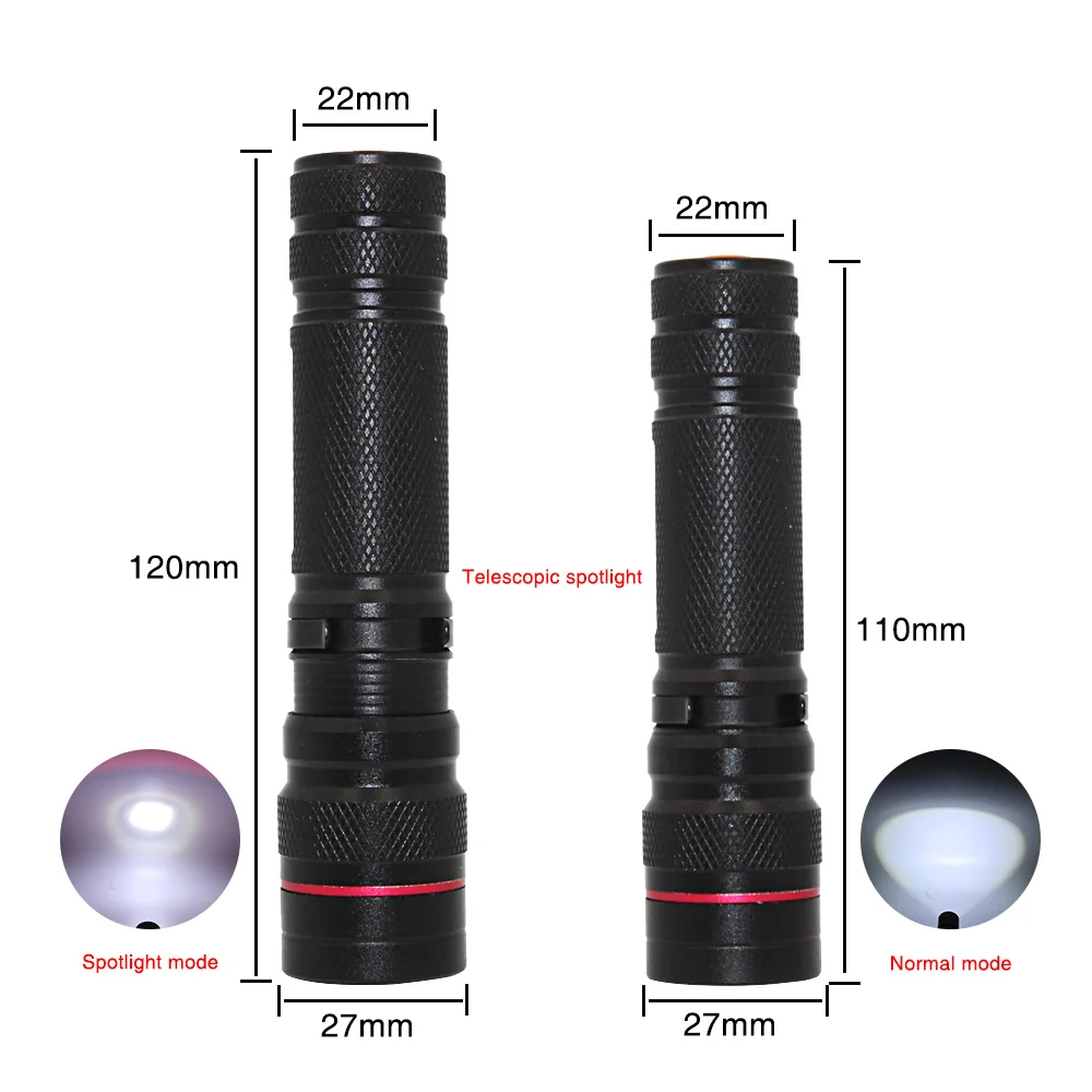 Масштабируемый светодиодный мини фонарик водонепроницаемый Карманный фонарь