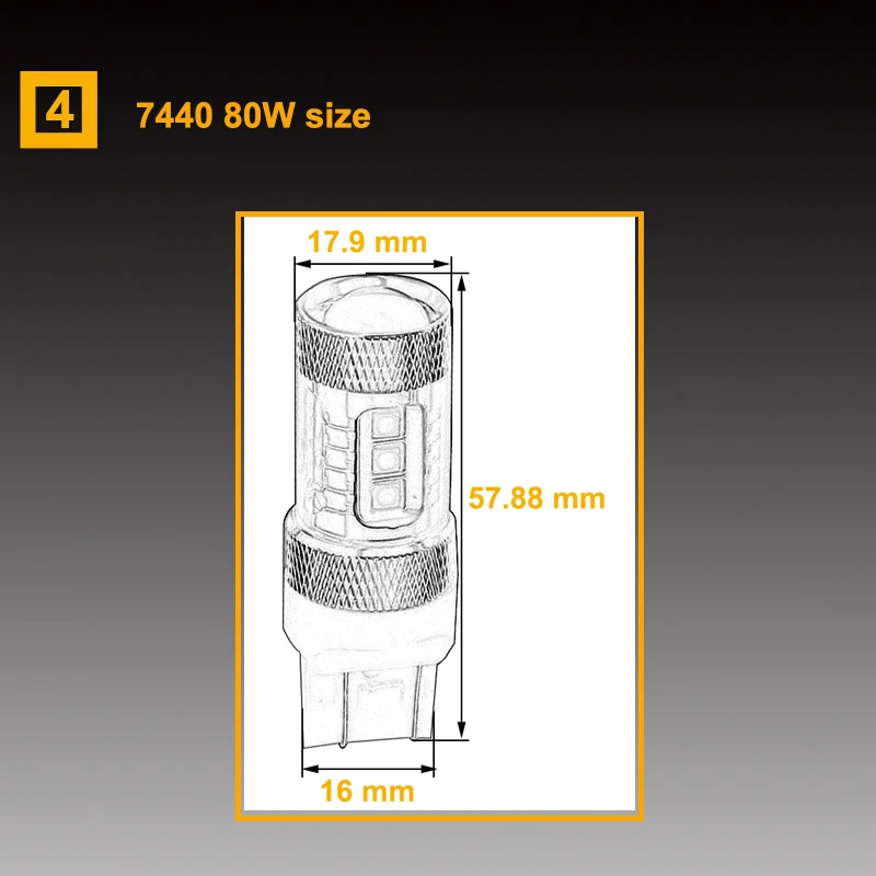 HSUN 2 шт. ксеноновый Белый T20 7440 W21W 7443 W21/5 Вт Светодиодный Фонарь 12 в 24 В задний
