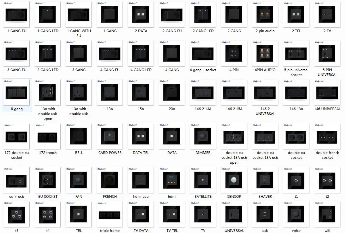 Настенная розетка с 5 режимами ЕС настенная панель из черного стекла 430*86 мм 16 А