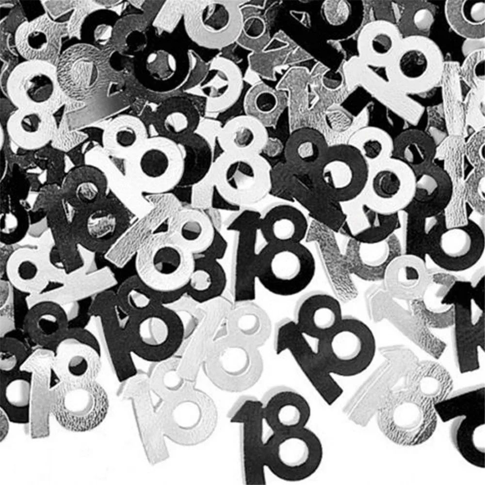 1 упаковка, возраст 18 лет, с днем рождения, для вечеринки, украшения, цифра, цифровой, 18 цветов, блеск, посыпать конфетти