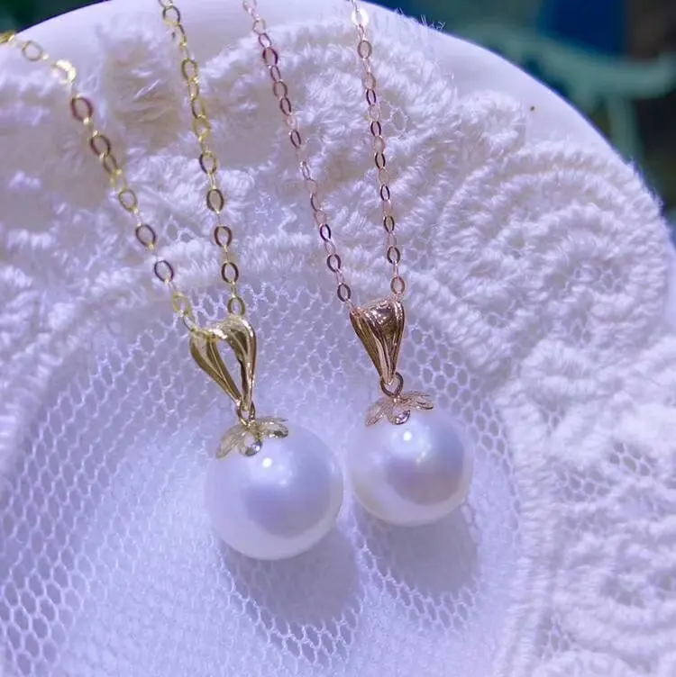 

shilovem 18k yellow rose gold Natural freshwater pearls pendants fine Jewelry women trendy wedding gift new mymz9.5-10azz
