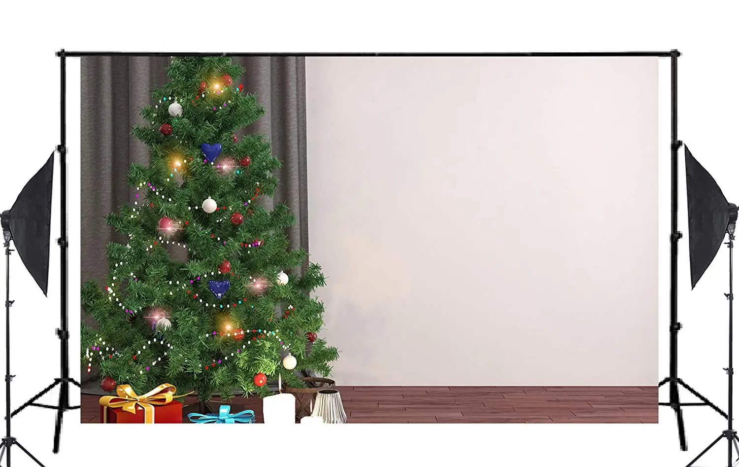 7x5ft красивая рождественская елка окруженная широким разнообразием подарков фон