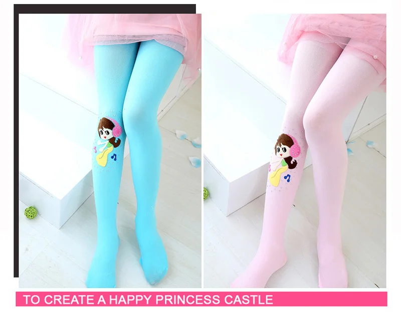 Осень весна детские колготки для девочек бархатные яркие цвета милые