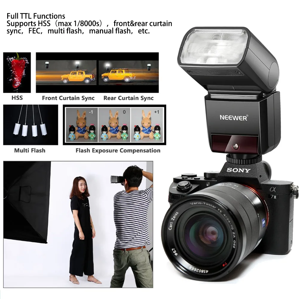 Neewer 2 4G HSS 1/8000 s ttl GN36 Беспроводная Master Slave Вспышка Speedlite с литий ионной