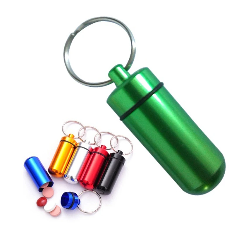 1Pc Waterproof Aluminum Pill Box Medicine Case containerBottle Holder Keychain Carabiner Outdoor pill case pillbox Portable Z35 | Красота и