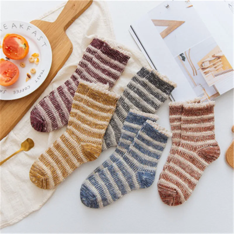 [WPLOIKJD] Autumn Winter New Piles of Socks Hollowed Out Japanese Women's Sox Wild Thin Section Elastic Tube Female | Женская одежда