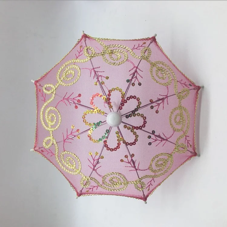 Розовый NEW Lace Umbrella Doll Accessories Handmade Doll's Embroidered Umbrella For 1/3 1/4 1/6 BJD Dolls Toy Accessories - Цвет: Розовый