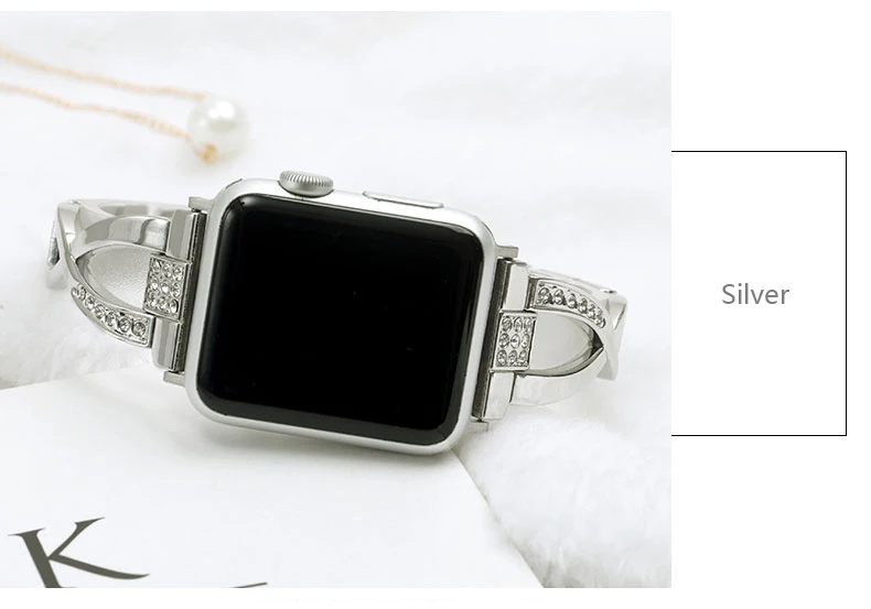 Ремешок для часов Iwatch Band 5 4 3 2 38 мм 40 мм 44 мм 42 мм Алмазный розовый стальной Ремень для Apple Watch аксессуары для часов