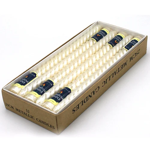 Ivory White 12 шт. 25 см Европейский стиль золотой и серебряный цвета покрытые свечи покрытые спиральные свечи Свадебные украшения дома - Цвет: Ivory White