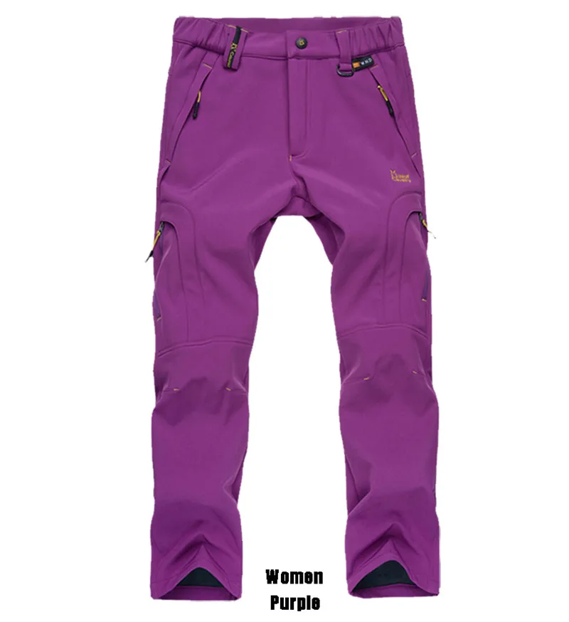 women purple PEILOW, Акула, кожа, софтшелл, верхняя одежда, тактические штаны, для мужчин, wo, для мужчин, зимние, водонепроницаемые, термо, камуфляж, флис, брюки, Брендовые мужские брюки - Цвет: women purple