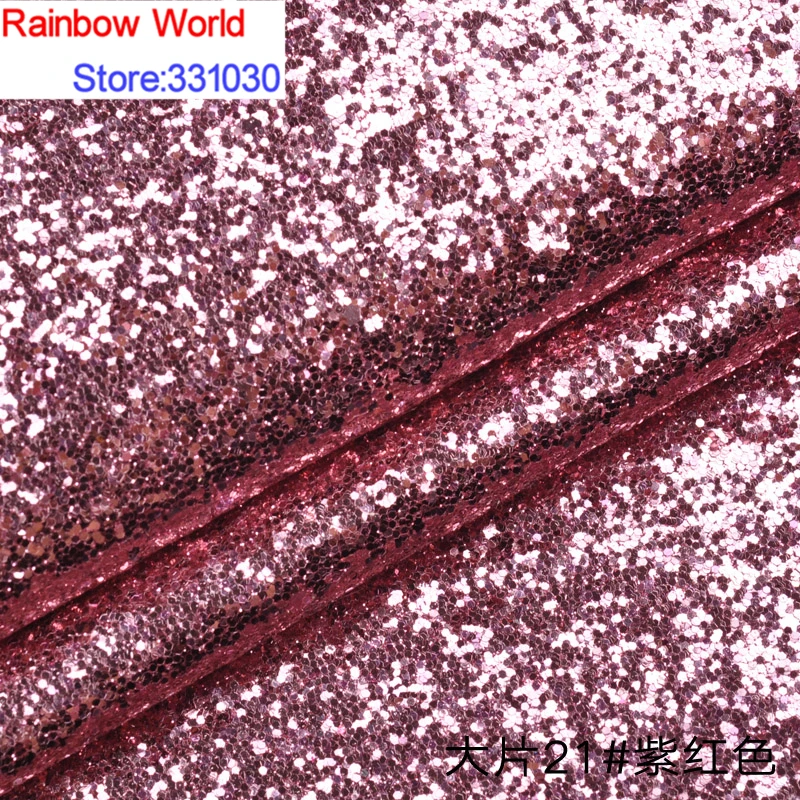 

21# purple red Thick Shiny Vinilic Sequin PU Leather fabric with paillette for DIY wedding decotate KTV hotel Garment(100*138cm)