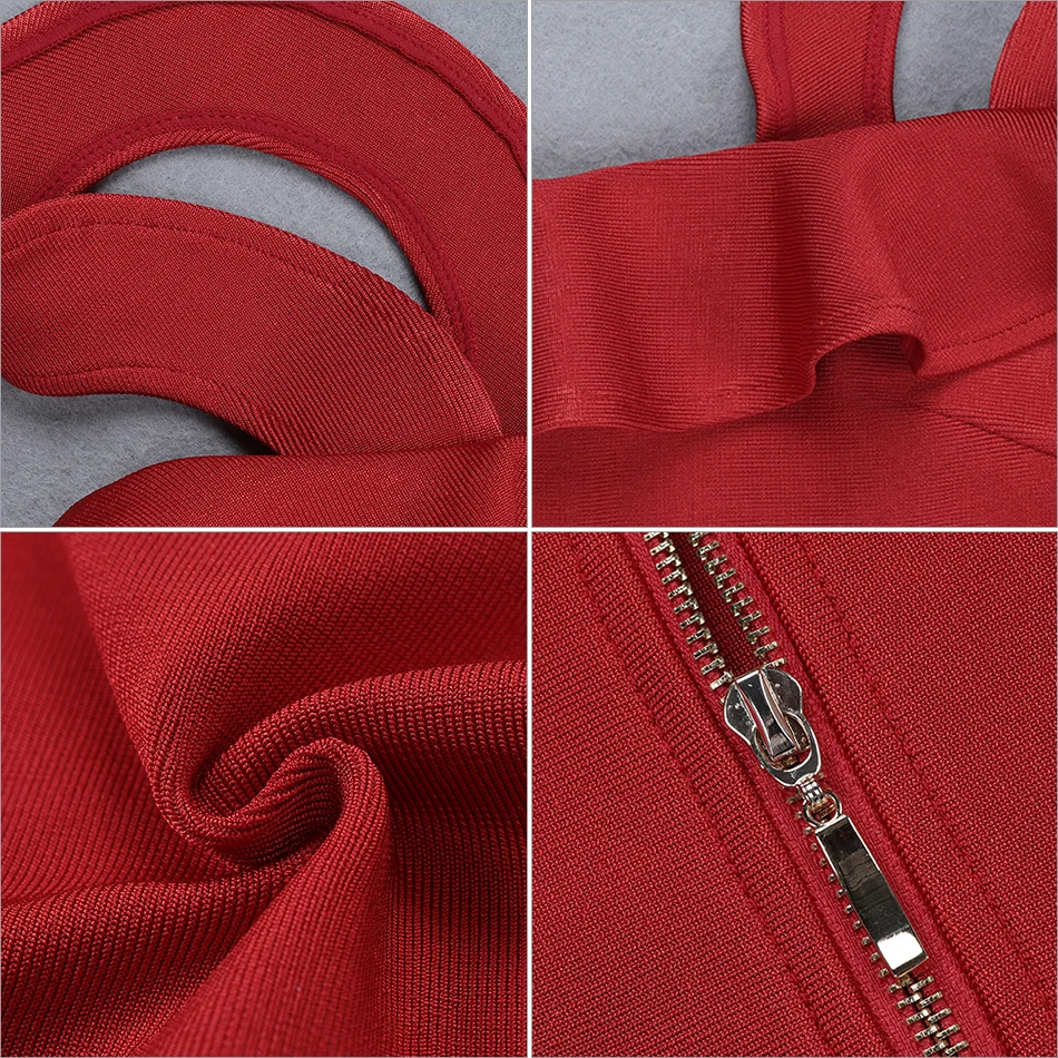 Newest Summer Celebrity Evening Party Bodycon Bandage Dress Women Red Spaghetti Strap Sexy Split Nightclub Vestidos | Женская одежда