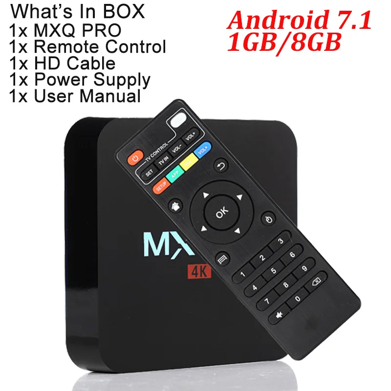TV BOX MX PRO Android 7,1 ТВ-приставка RK3229 четырехъядерный 1 ГБ ОЗУ 8 Гб ПЗУ 2,4G wifi мини портативный смарт-медиаплеер Global HD tv BOX MX 4K - Цвет: TV BOX