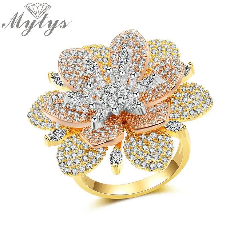 

Mytys высококачественное браслетное кольцо с фианитами для женщин, Размер 7, трехцветное Золотое кольцо, роскошный подарок R2072