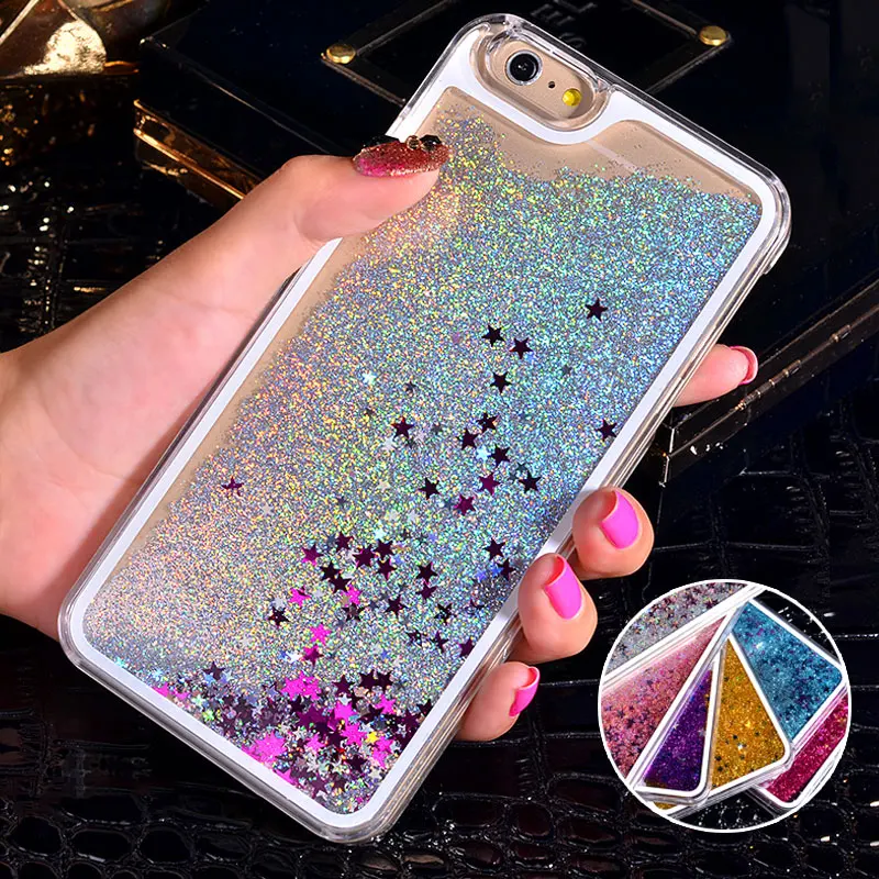 NEW Luxury Glitter Liquid Sand Quicksand Star Case for iphone 4 4S 5 5S SE 6 6S 7 8 Plus X 10 Transparent Clear Hard Cover |