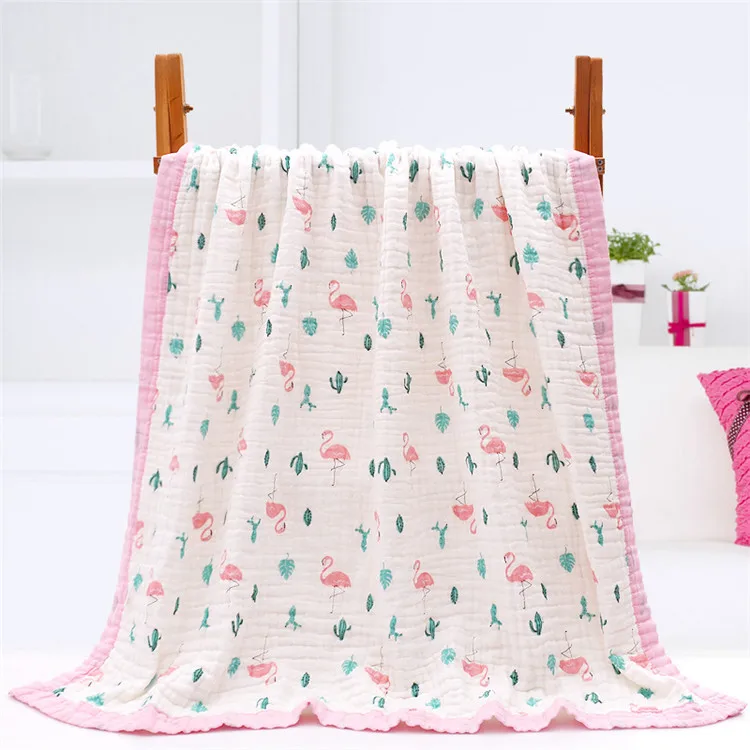 pink flamingo 6 слоев Супер Мягкое хлопковое муслиновое одеяло детское пеленание ребенка летнее одеяло чехол для коляски банное полотенце детское одеяло для новорожденных - Цвет: pink flamingo