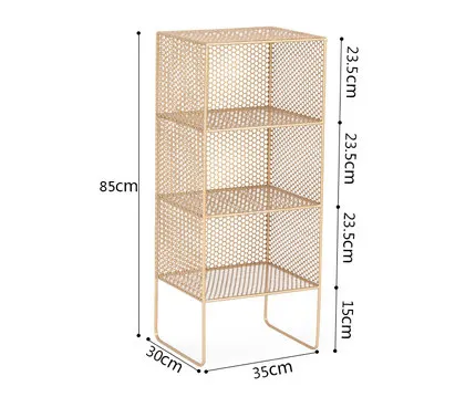 gold 35x30xH85cm Скандинавская полка для хранения в гостиной, напольный книжный шкаф, современный минималистичный мини кованый прикроватный шкаф, стеллаж для хранения, полка для спальни - Цвет: gold 35x30xH85cm