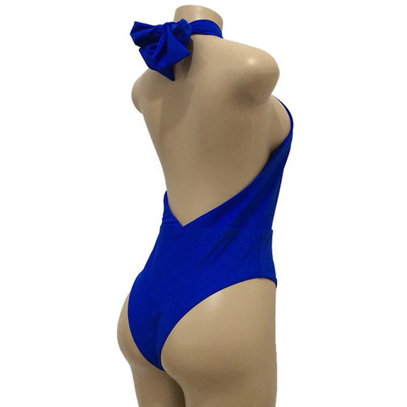 2018 бикини с лямкой на шее Цельный купальник сексуальный открытой спиной женский
