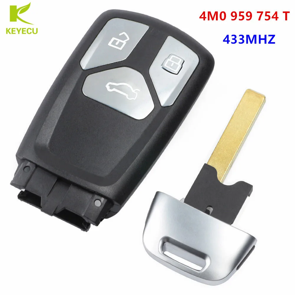 433MHZ KEYECU замена Смарт дистанционные брелки для ключей брелок 315 МГц 4M0959754AB или 433 МГц 4M0 959 754 для Audi A4 A5 TT Q5 Q7 SQ5 - Количество кнопок: 433MHZ