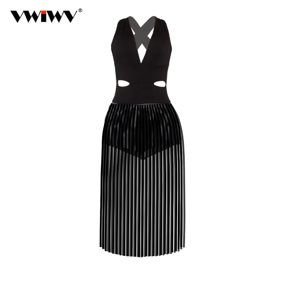 VWIWV 2018 Лето Для женщин Boho платья с кисточками Vestido Сексуальная V шеи спинки полые