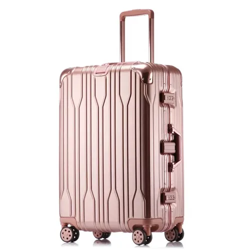 Rose gold KLQDZMS 20/24/26/29 дюймов Алюминий рамка чемодан на колёсиках жесткой стороной пк багаж на ролликах для мужчин кабина чемодан - Цвет: Rose gold