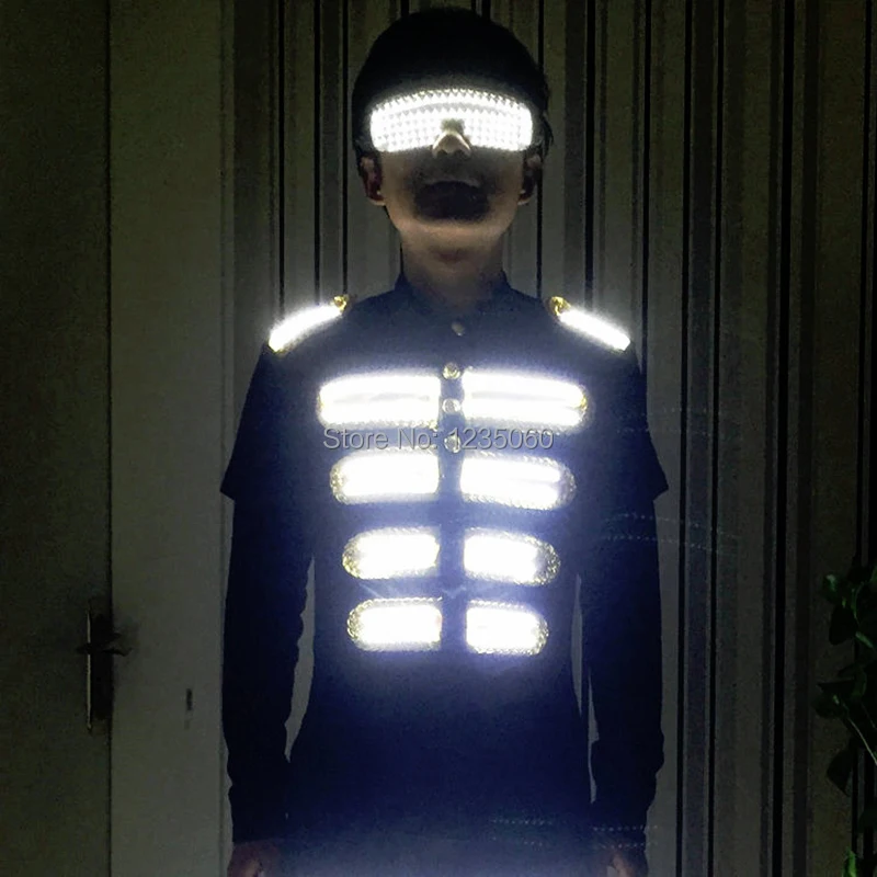 Бесплатная доставка Цветные Led светильник робот костюм Мода со светящимися