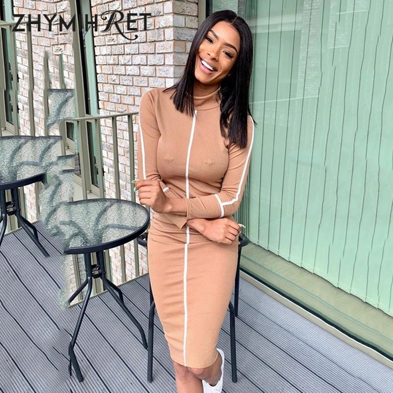 Летнее платье ZHYMIHRET с длинным рукавом 2019 женское сексуальное миди-платье белые