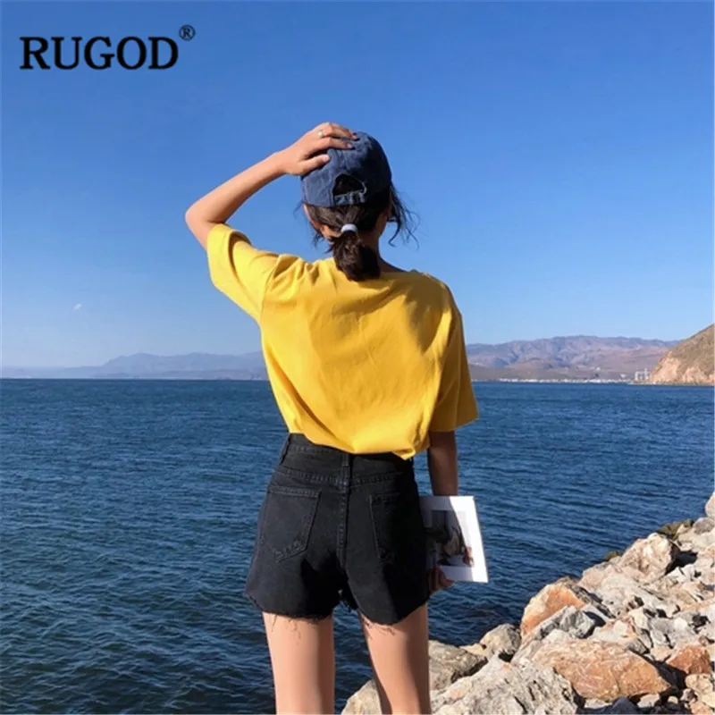 Женские шорты в стиле Харадзюку RUGOD облегающие однобортные с высокой талией и