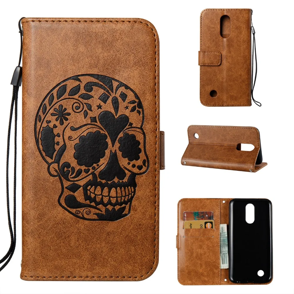 100 шт. новинка 2017 года ретро череп шаблон PU кожаный бумажник чехол Стенд откидная