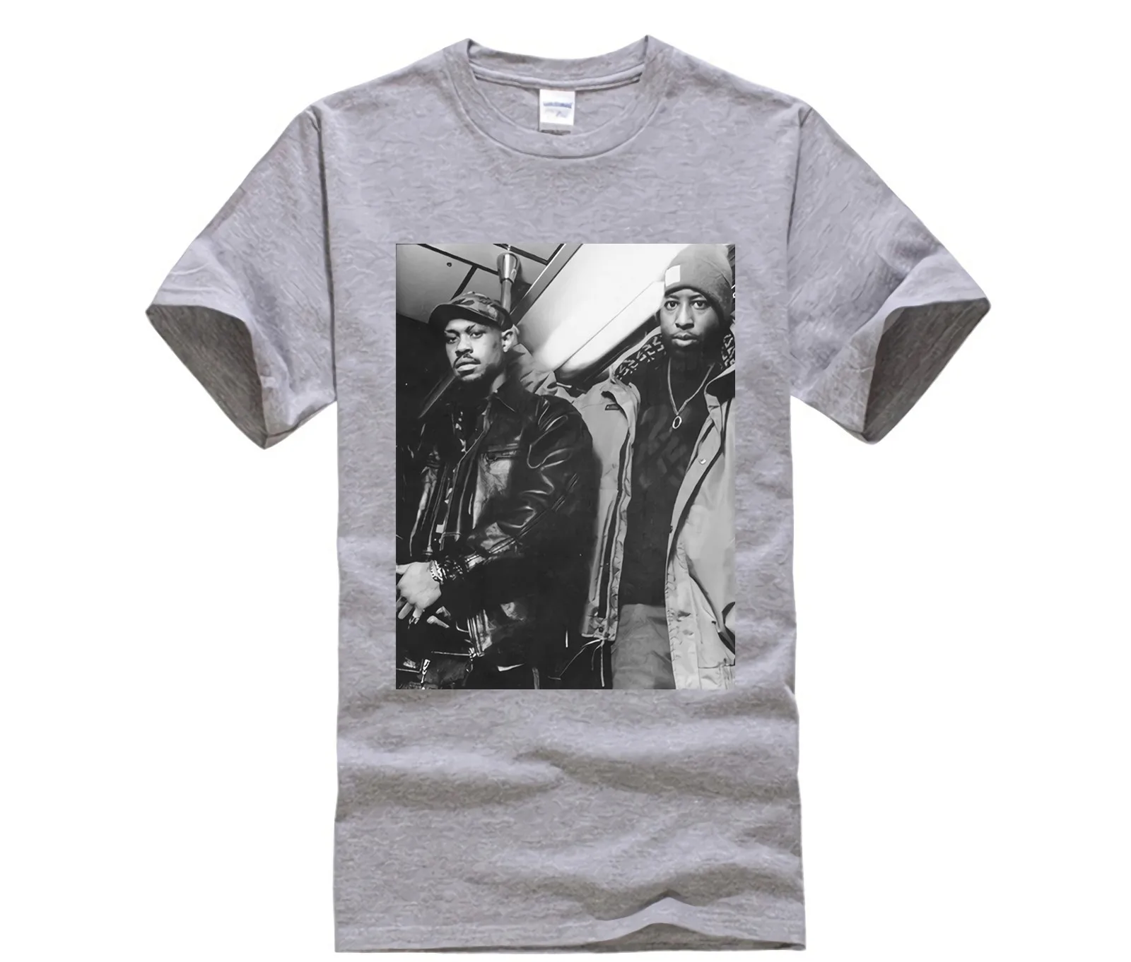 Мужская Повседневная футболка с принтом 100% хлопок популярная Gang Starr B & W Image Nero