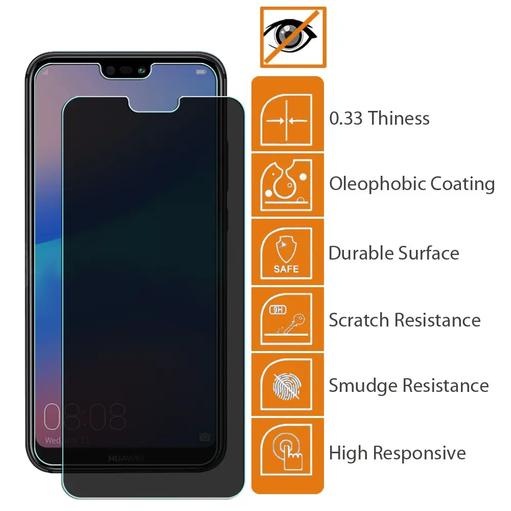 Закаленное стекло 9H для защиты экрана от подглядывания Huawei Y3 Y5 Y6 II Y3II Y5II Y6II Y7 PRIME Y9