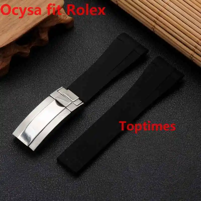 20mm Rubber Strap AAA Rose Gold VAKCAK Blue SUB GMT Waterproof Watch Band Watchband Watches Accessories Deployment Clasp | Наручные часы