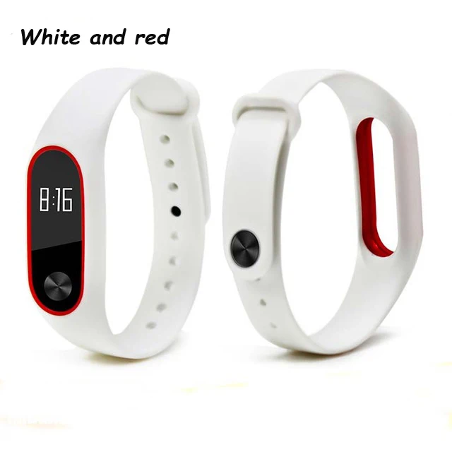 white and red Двойной цвет mi band 2 аксессуары pulseira mi band 2 ремешок сменный силиконовый ремешок для xiaomi mi2 умный Браслет - Цвет: white and red
